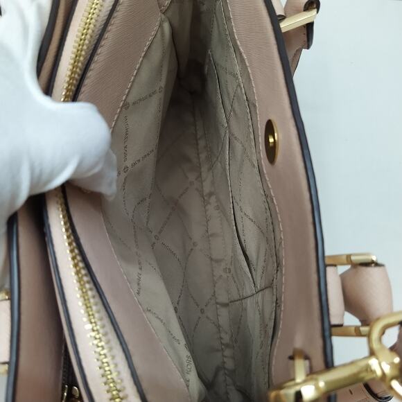 Michael Kors Camille Soft Pink Leather Double Handles Satchel Bag - Picture 15 of 16